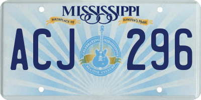 MS license plate ACJ296