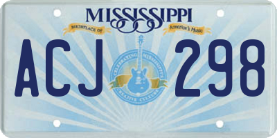 MS license plate ACJ298