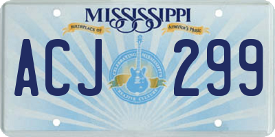MS license plate ACJ299