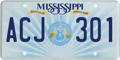 MS license plate ACJ301
