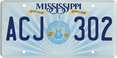MS license plate ACJ302