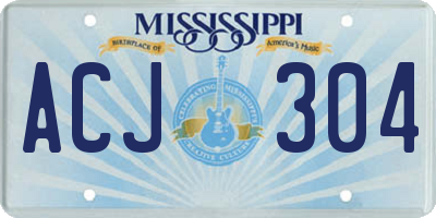 MS license plate ACJ304