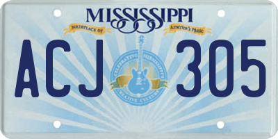 MS license plate ACJ305