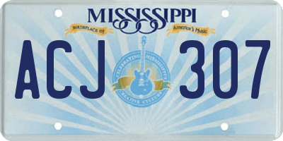 MS license plate ACJ307