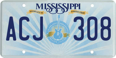 MS license plate ACJ308