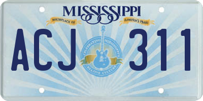 MS license plate ACJ311