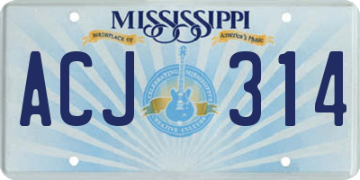 MS license plate ACJ314