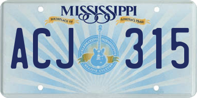 MS license plate ACJ315