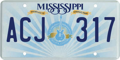 MS license plate ACJ317