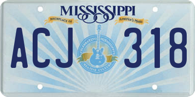 MS license plate ACJ318