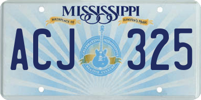 MS license plate ACJ325