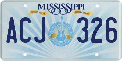 MS license plate ACJ326