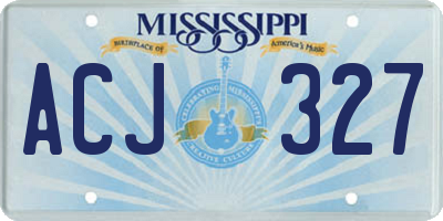MS license plate ACJ327
