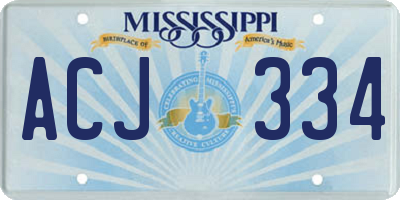 MS license plate ACJ334