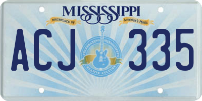MS license plate ACJ335