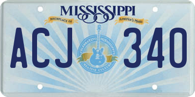 MS license plate ACJ340