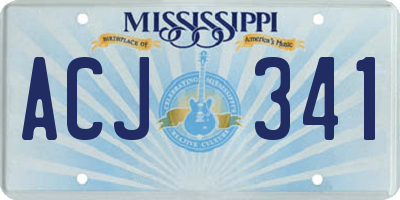 MS license plate ACJ341