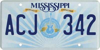 MS license plate ACJ342