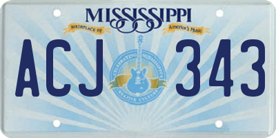 MS license plate ACJ343