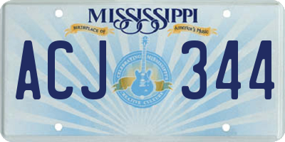 MS license plate ACJ344