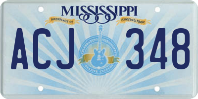 MS license plate ACJ348
