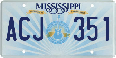 MS license plate ACJ351