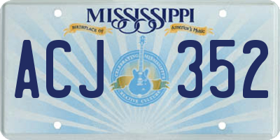 MS license plate ACJ352