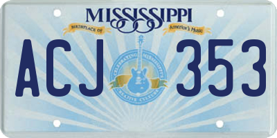 MS license plate ACJ353