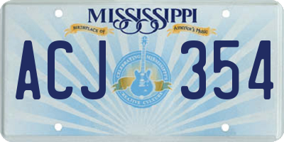 MS license plate ACJ354