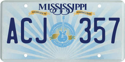 MS license plate ACJ357