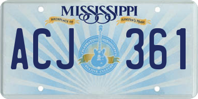 MS license plate ACJ361