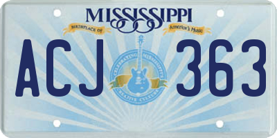 MS license plate ACJ363