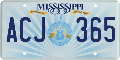 MS license plate ACJ365
