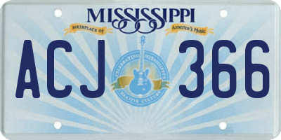 MS license plate ACJ366