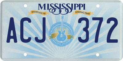 MS license plate ACJ372