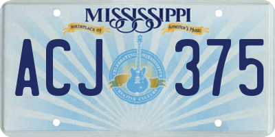 MS license plate ACJ375