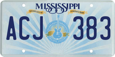 MS license plate ACJ383