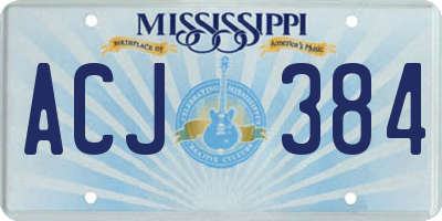 MS license plate ACJ384