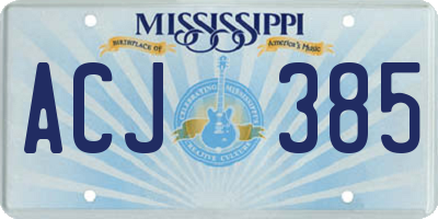 MS license plate ACJ385