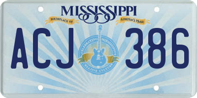 MS license plate ACJ386