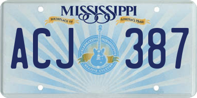MS license plate ACJ387