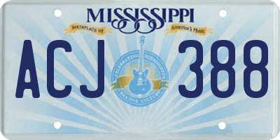 MS license plate ACJ388