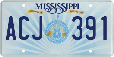 MS license plate ACJ391