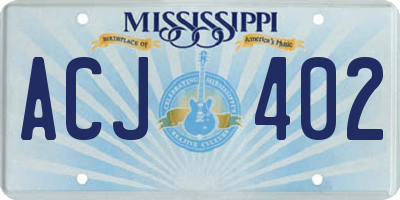 MS license plate ACJ402