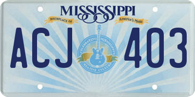 MS license plate ACJ403