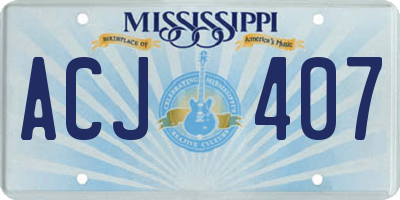 MS license plate ACJ407