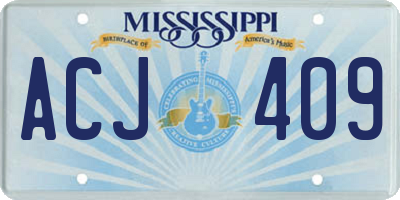 MS license plate ACJ409