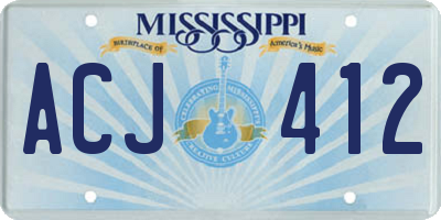 MS license plate ACJ412