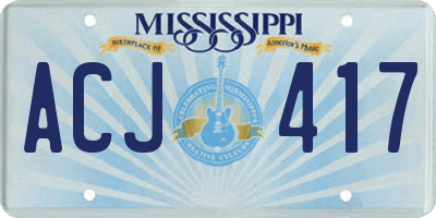 MS license plate ACJ417