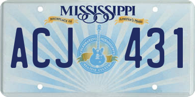 MS license plate ACJ431